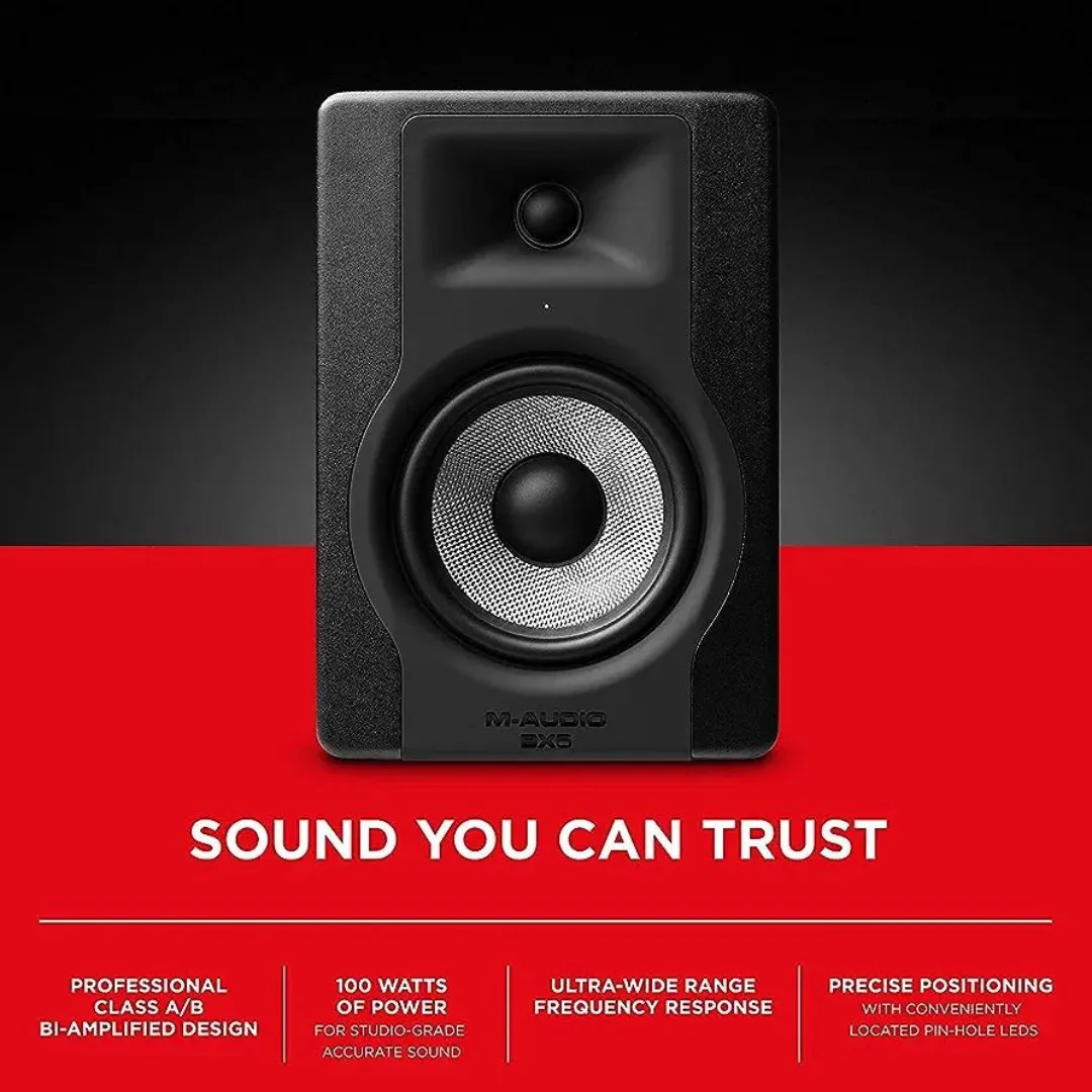 M-AUDIO BX5 D3 Dual (2-Way) 5" 150W Powered Studio Monitor Speaker for Music Production and Mixing - Brand New