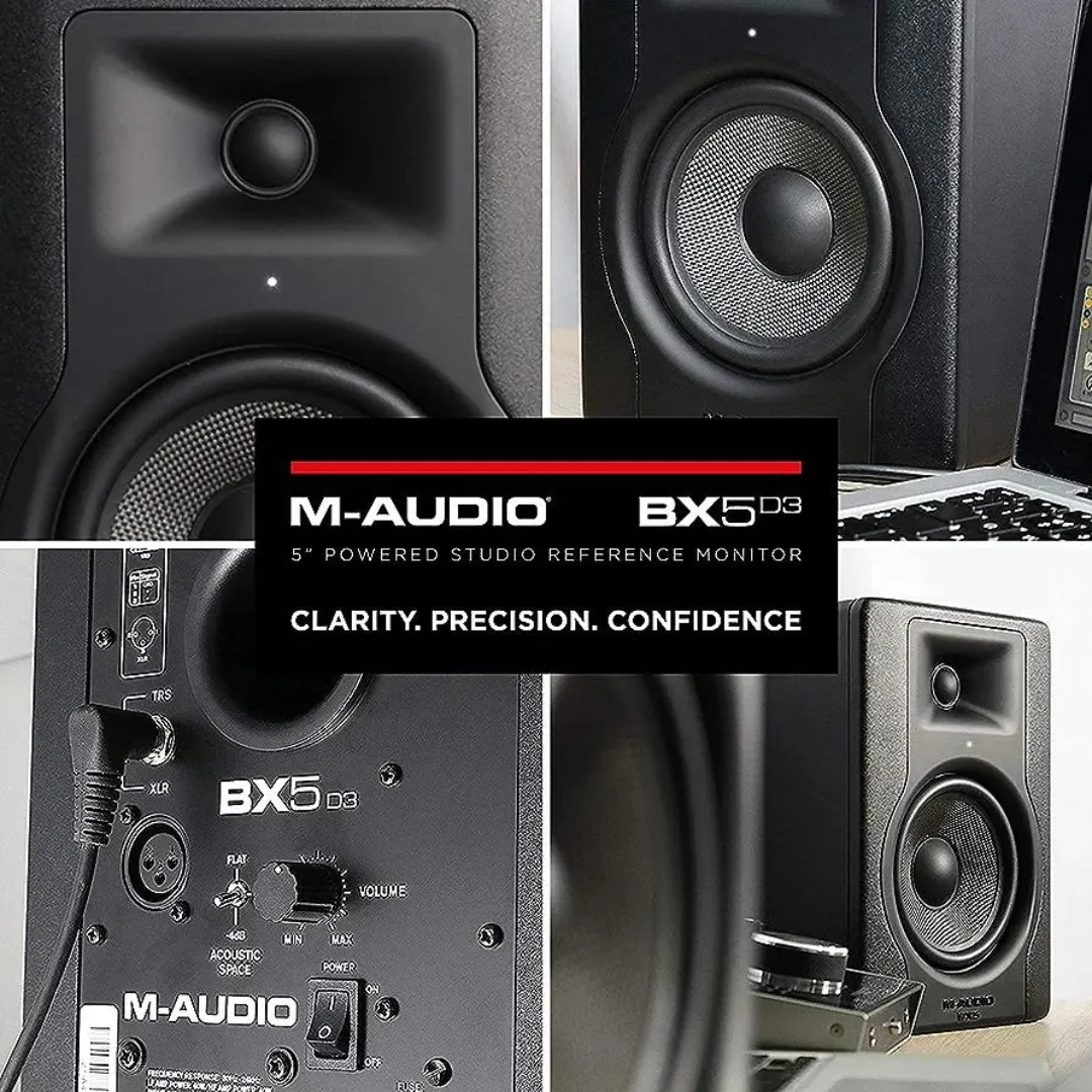 M-AUDIO BX5 D3 Dual (2-Way) 5" 150W Powered Studio Monitor Speaker for Music Production and Mixing - Brand New