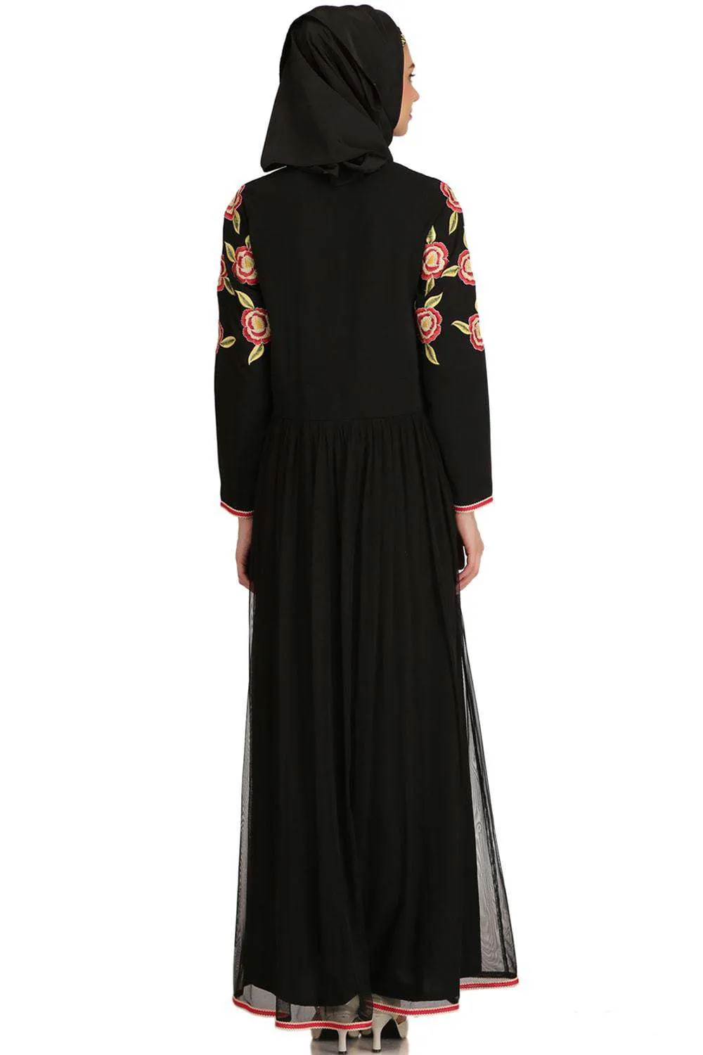 Mumina Black Nida & Net Abaya