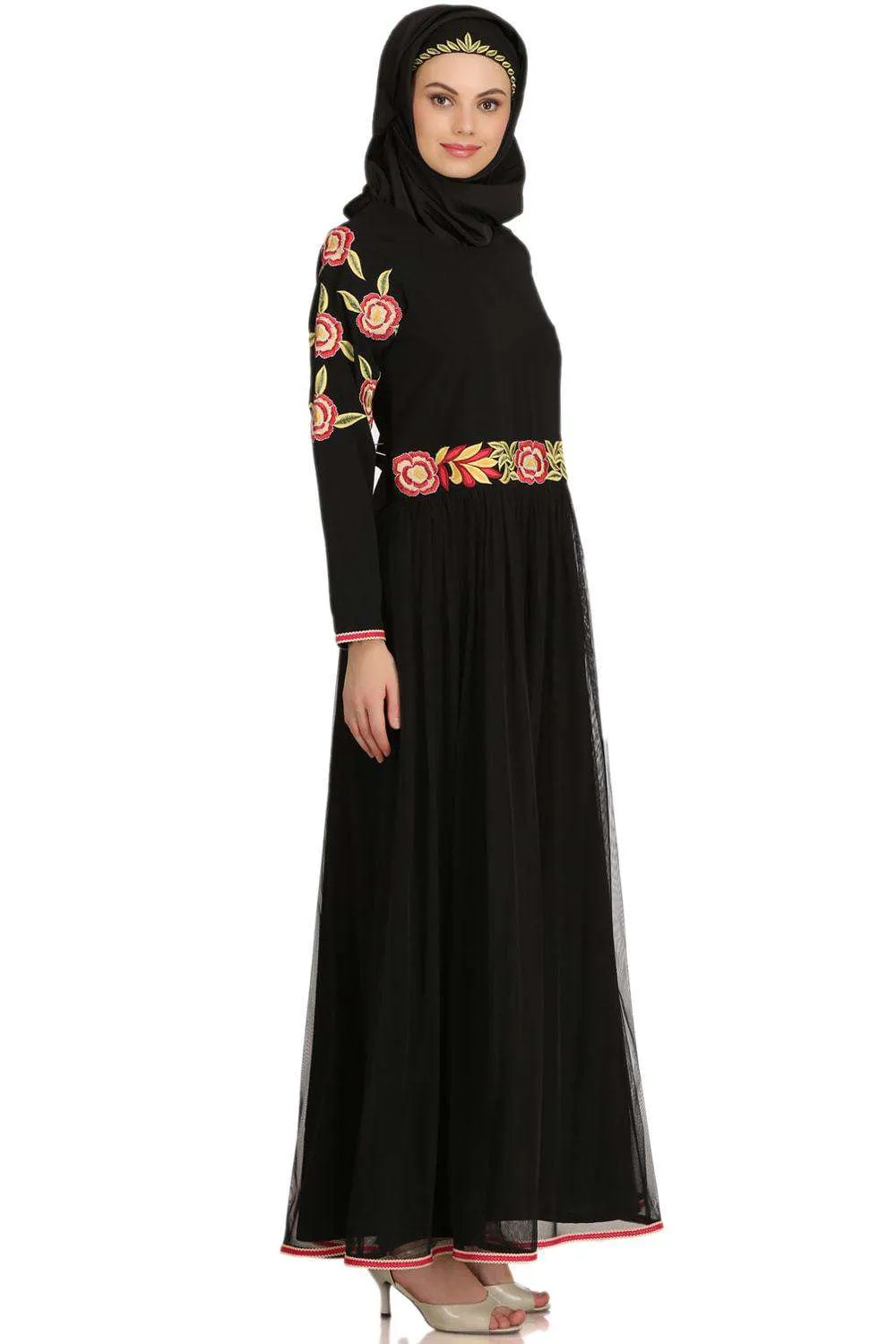 Mumina Black Nida & Net Abaya