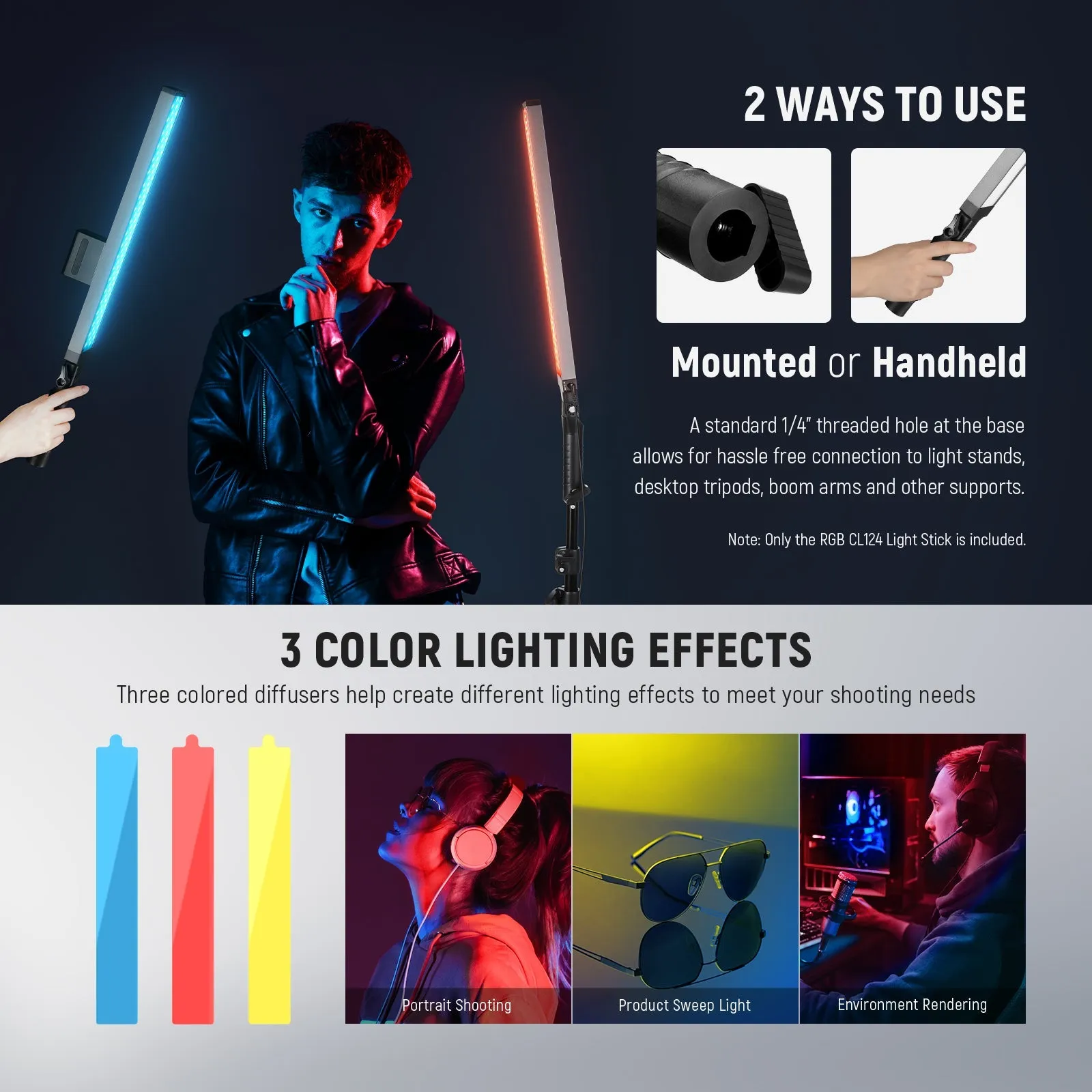 NEEWER BH20B Upgraded LED Video Light Stick Kit