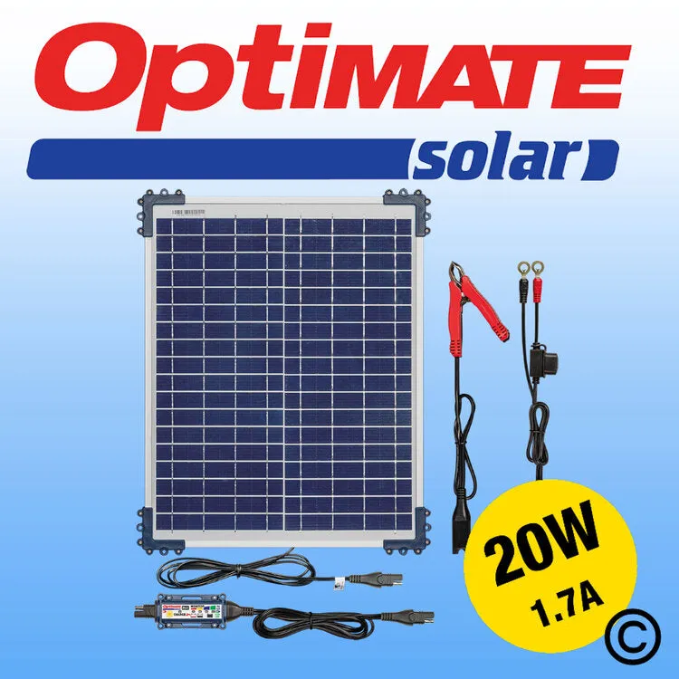 OptiMate Solar Duo 20W Solar Panel For 12v Lead Acid And 12.8v Lithium Batteries. Charger/Optimiser TM522-D2 kit