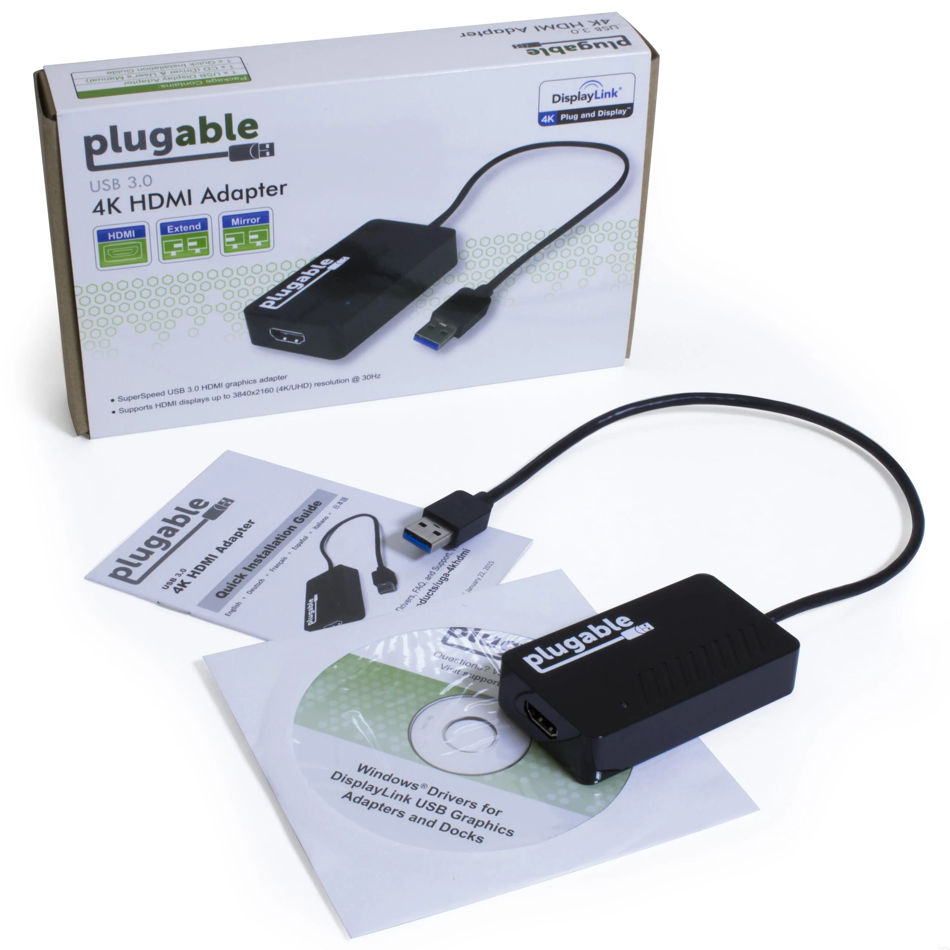 Plugable USB 3.0 4K HDMI Adapter for Multiple Monitors