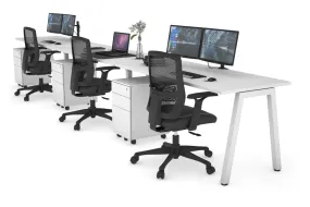 Quadro 3 Person Run Office Workstation [1800L x 700W]