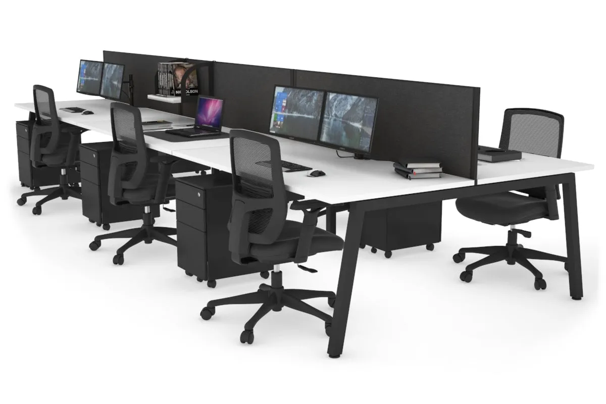 Quadro 6 Person Office Workstation [1200L x 800W with Cable Scallop]