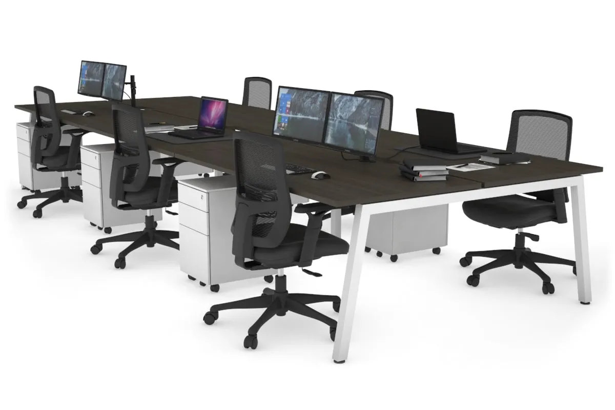 Quadro 6 Person Office Workstation [1200L x 800W with Cable Scallop]