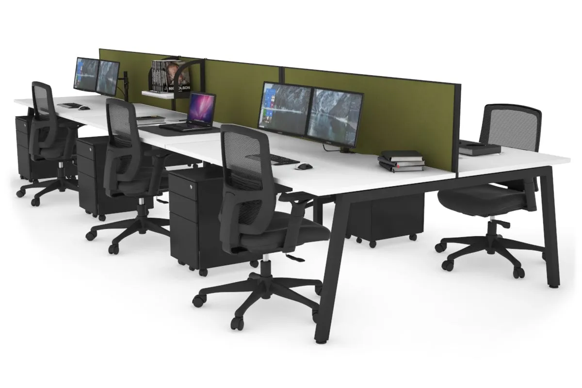 Quadro 6 Person Office Workstation [1200L x 800W with Cable Scallop]