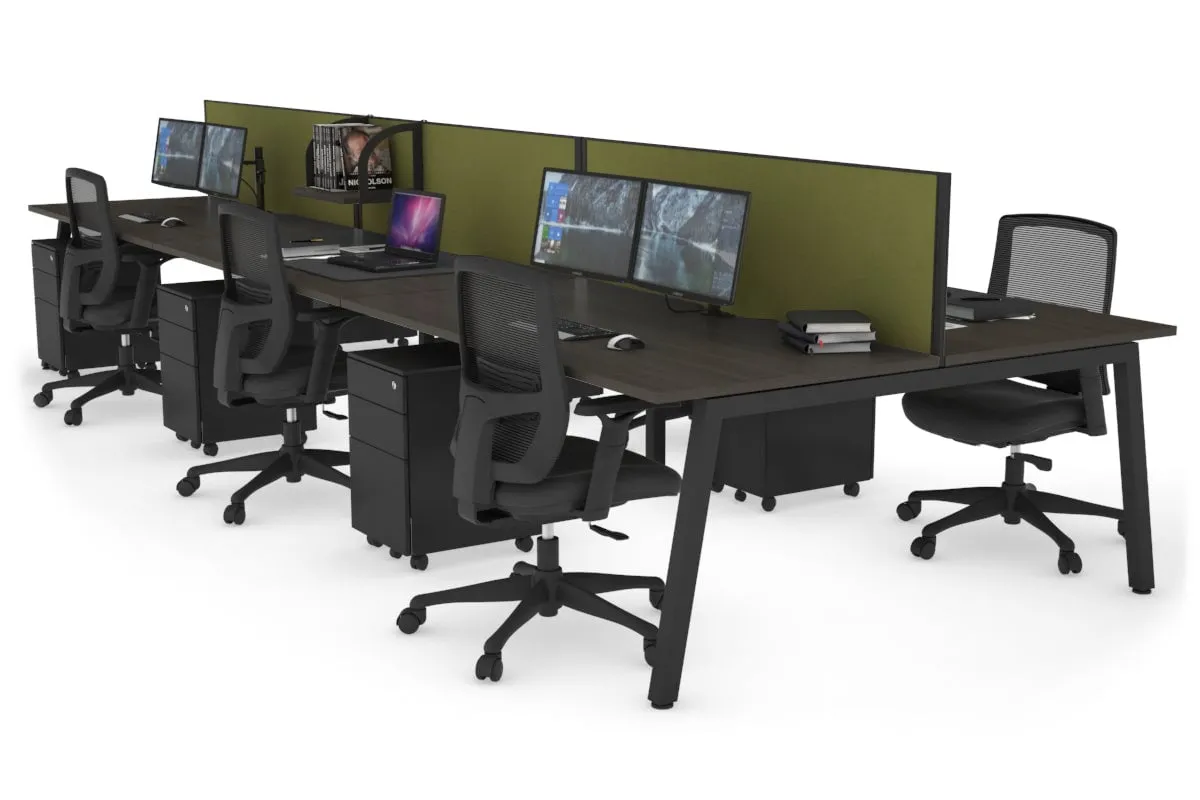 Quadro 6 Person Office Workstation [1200L x 800W with Cable Scallop]