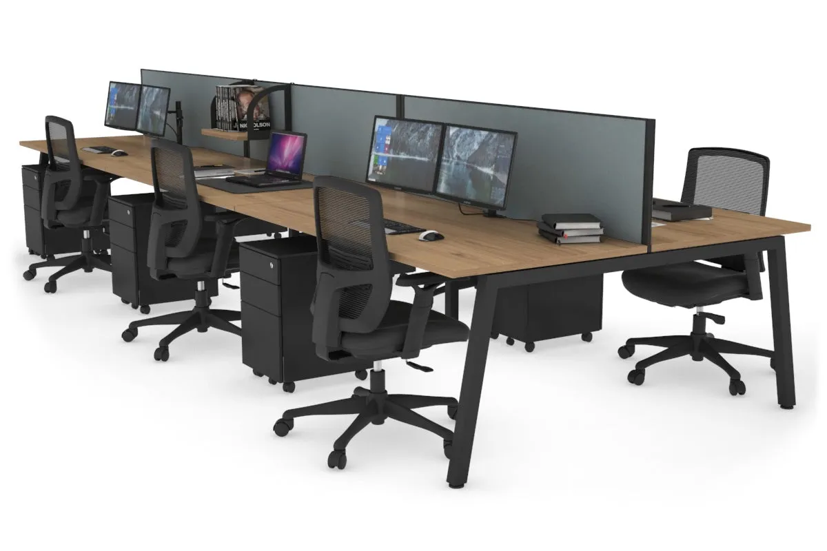 Quadro 6 Person Office Workstation [1200L x 800W with Cable Scallop]