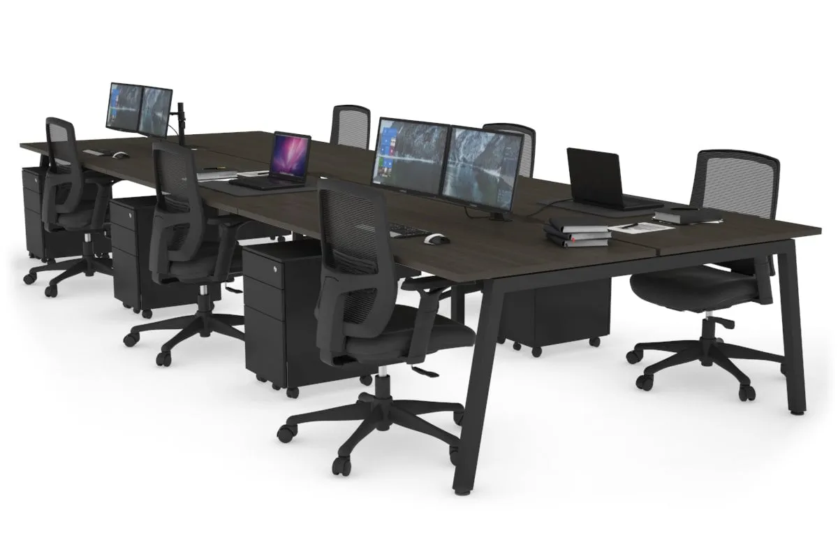 Quadro 6 Person Office Workstation [1200L x 800W with Cable Scallop]