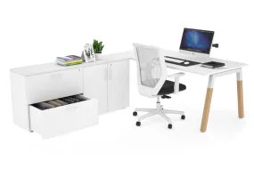 Quadro A Legs Executive Setting - Wood Legs White Cross Beam [1600L x 700W]