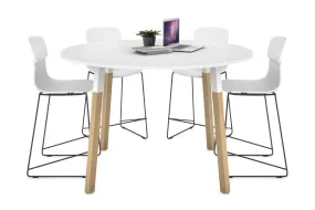 Quadro Counter Wood Legs Round Table [1200 mm]