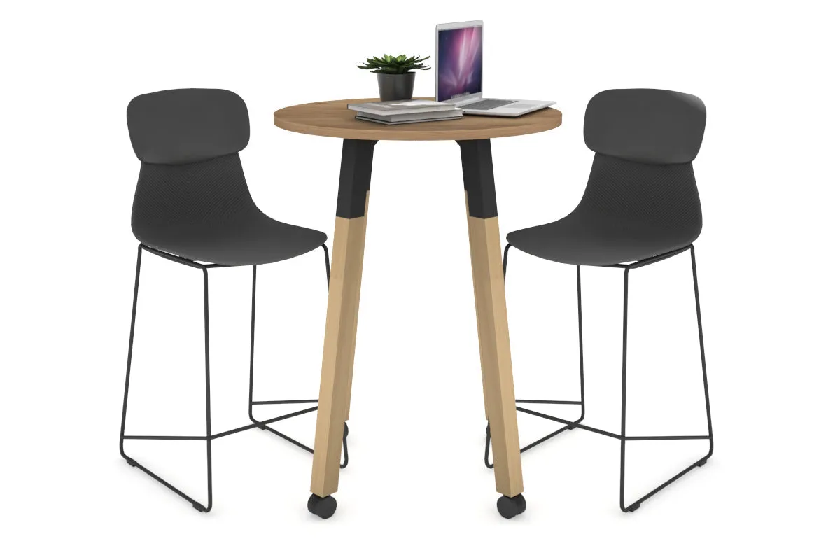 Quadro Counter Wood Legs Round Table [600 mm]