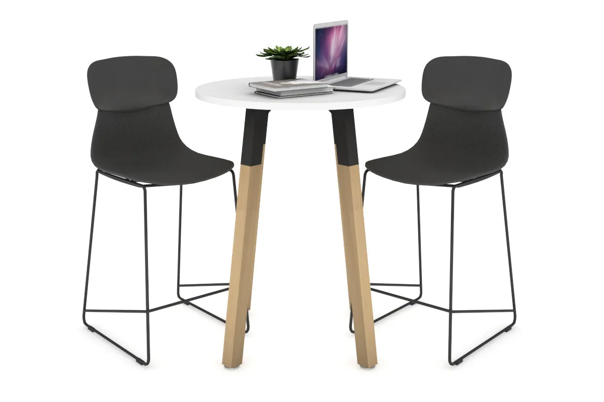 Quadro Counter Wood Legs Round Table [600 mm]