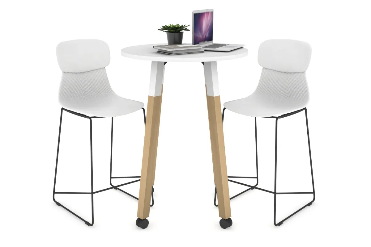 Quadro Counter Wood Legs Round Table [600 mm]