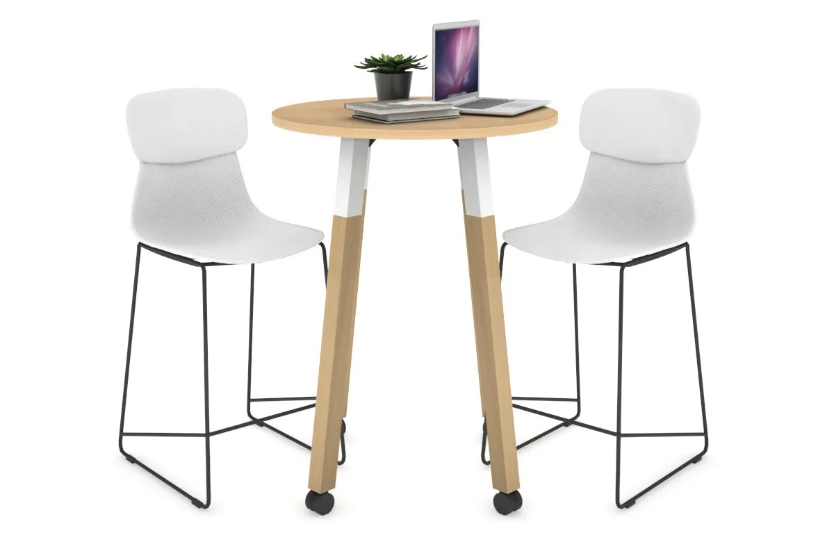 Quadro Counter Wood Legs Round Table [600 mm]