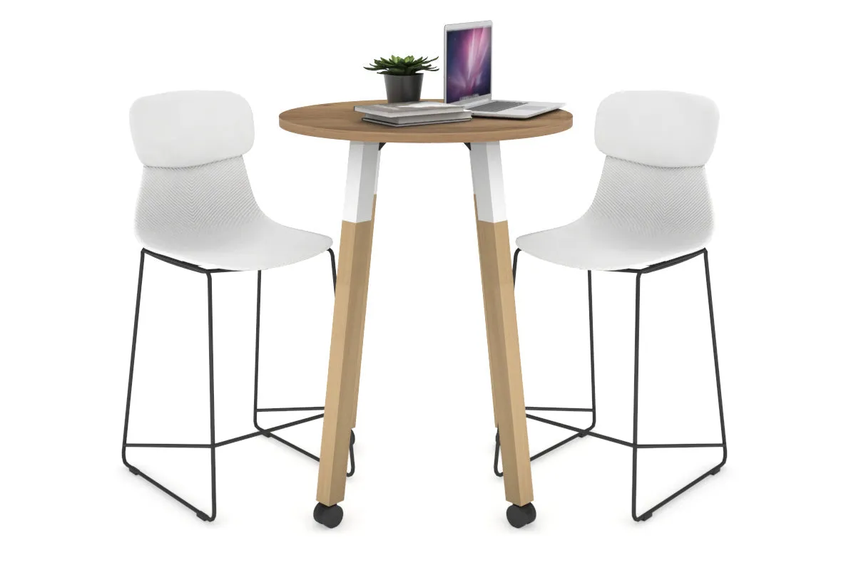 Quadro Counter Wood Legs Round Table [600 mm]