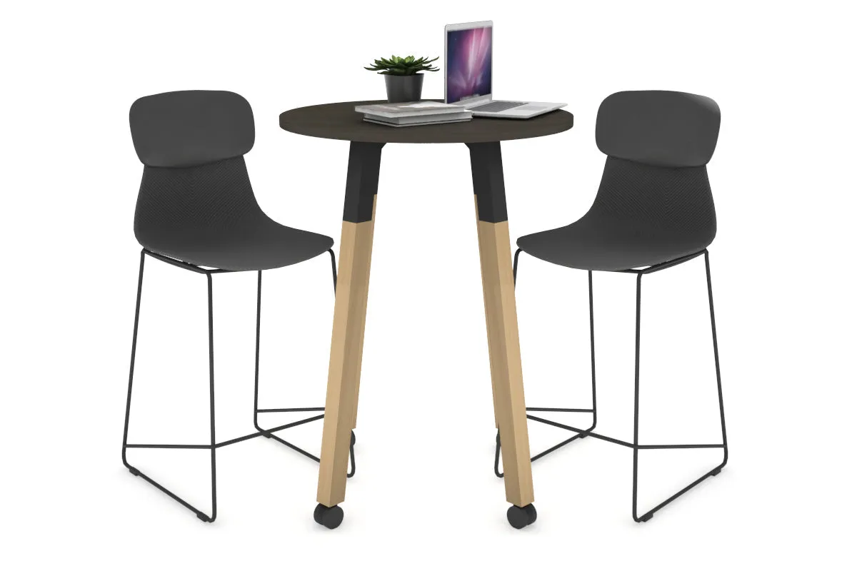 Quadro Counter Wood Legs Round Table [600 mm]