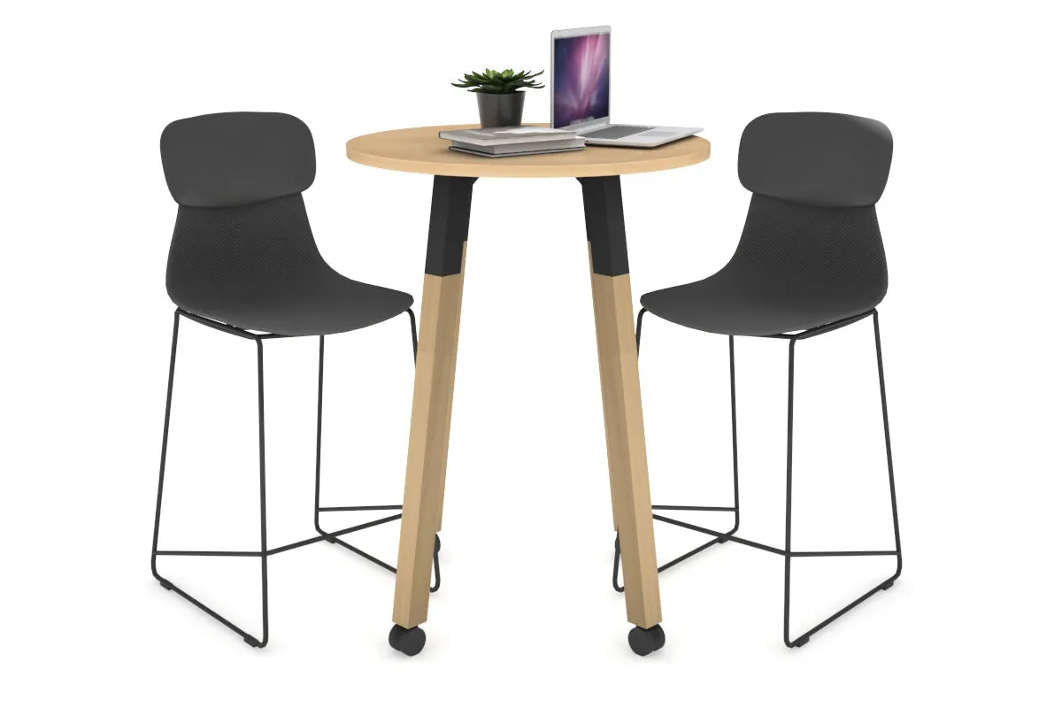 Quadro Counter Wood Legs Round Table [600 mm]