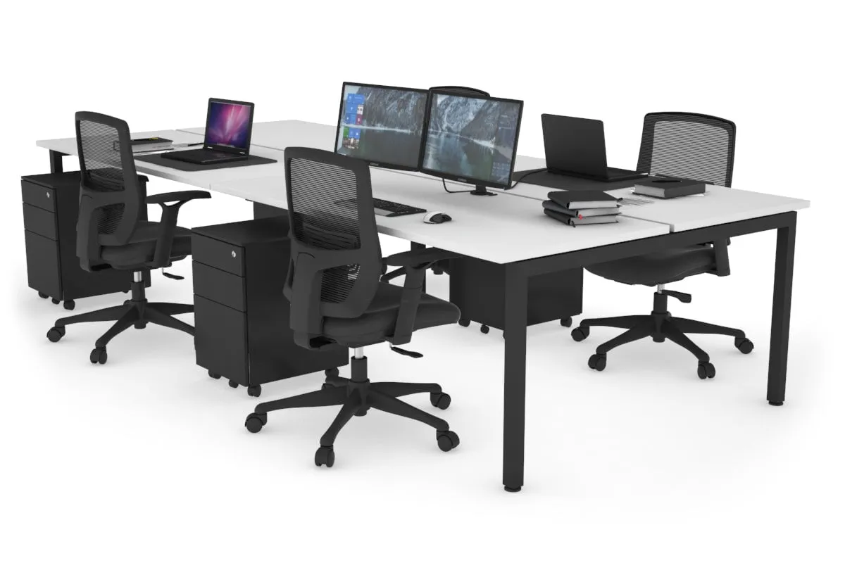 Quadro Square Legs 4 Person Office Workstation [1400L x 700W]