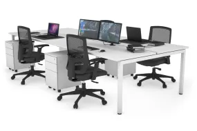 Quadro Square Legs 4 Person Office Workstation [1400L x 700W]