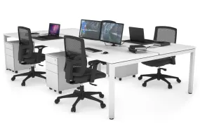 Quadro Square Legs 4 Person Office Workstation [1800L x 800W with Cable Scallop]