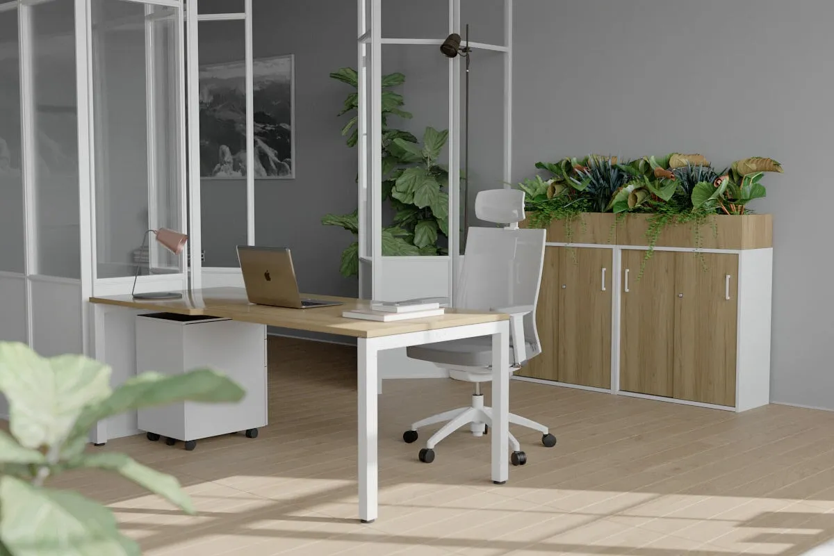 Quadro Square Legs Office Desk [1200L x 800W with Cable Scallop]