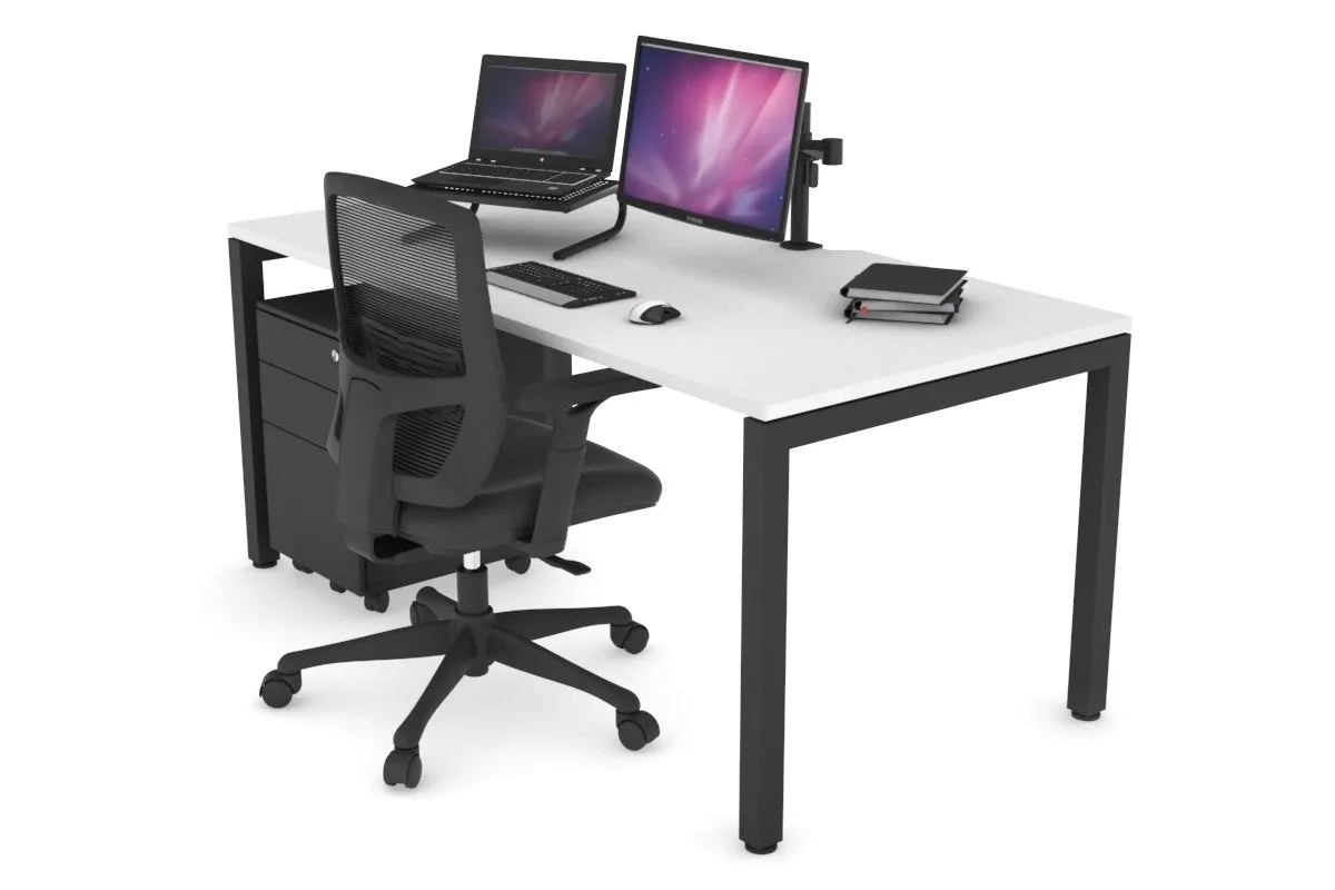 Quadro Square Legs Office Desk [1200L x 800W with Cable Scallop]