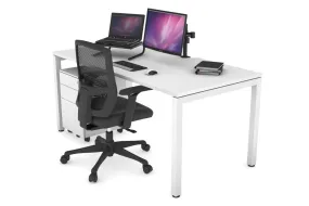 Quadro Square Legs Office Desk [1400L x 800W with Cable Scallop]