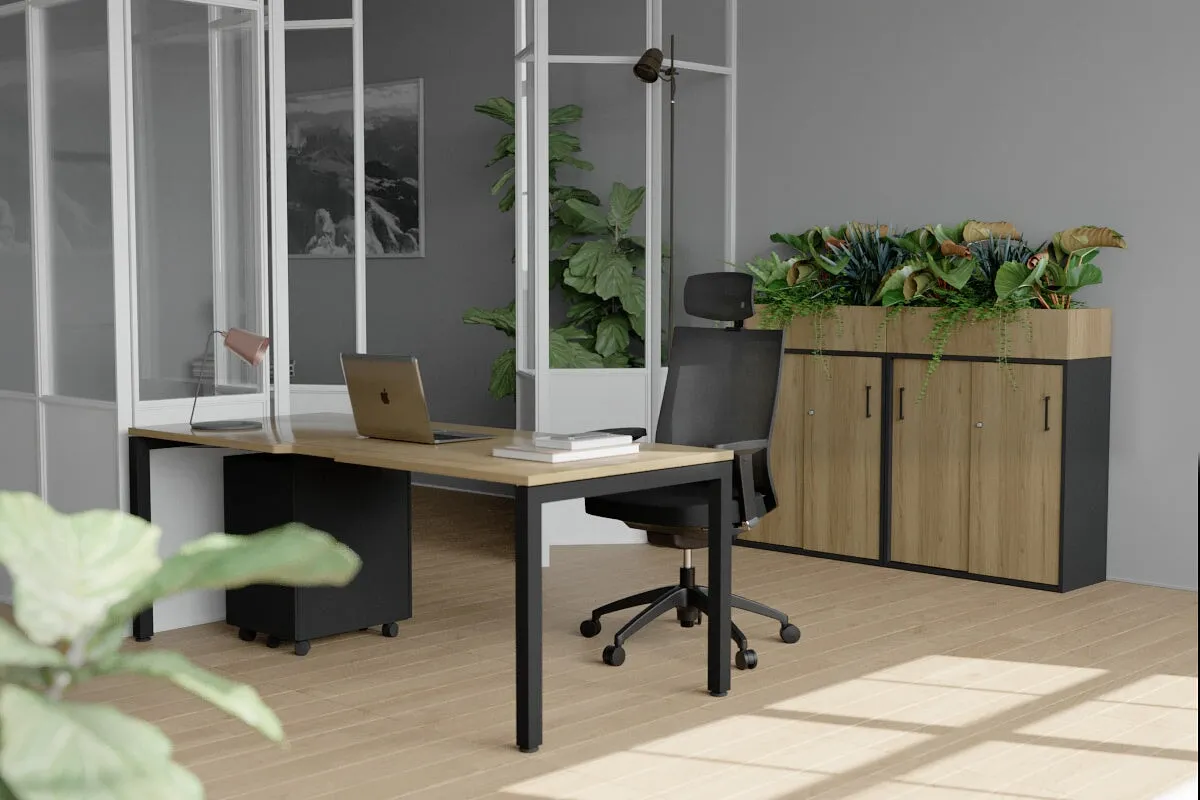 Quadro Square Legs Office Desk [1600L x 800W with Cable Scallop]