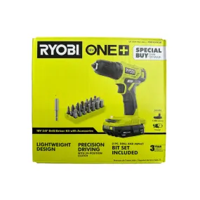 Ryobi PDD209 18-Volt ONE  Cordless 3/8 in. Drill/Driver Kit with 1.5 Ah Battery, Charger, and Accessories