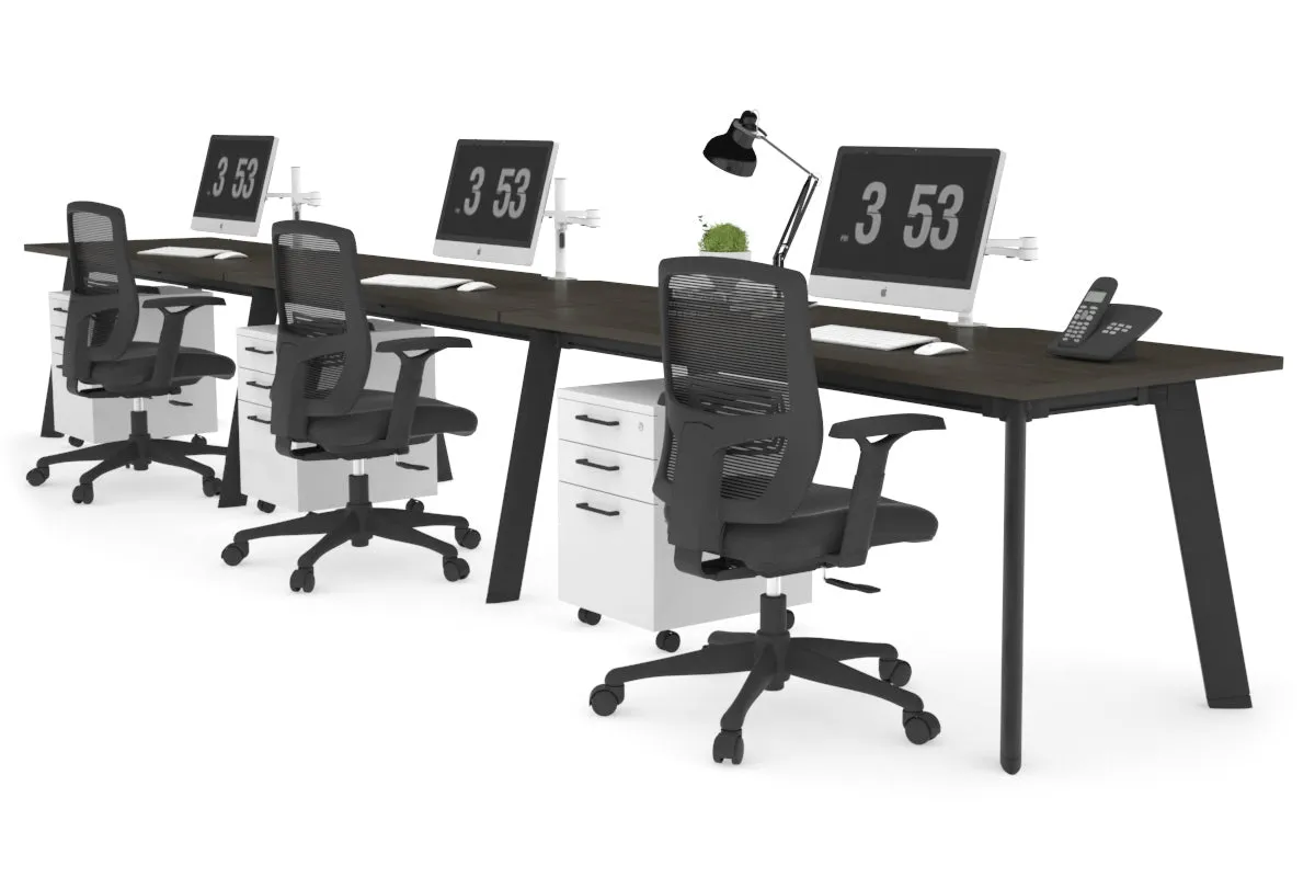 Switch - 3 Person Office Workstation Run [1400L x 800W with Cable Scallop]