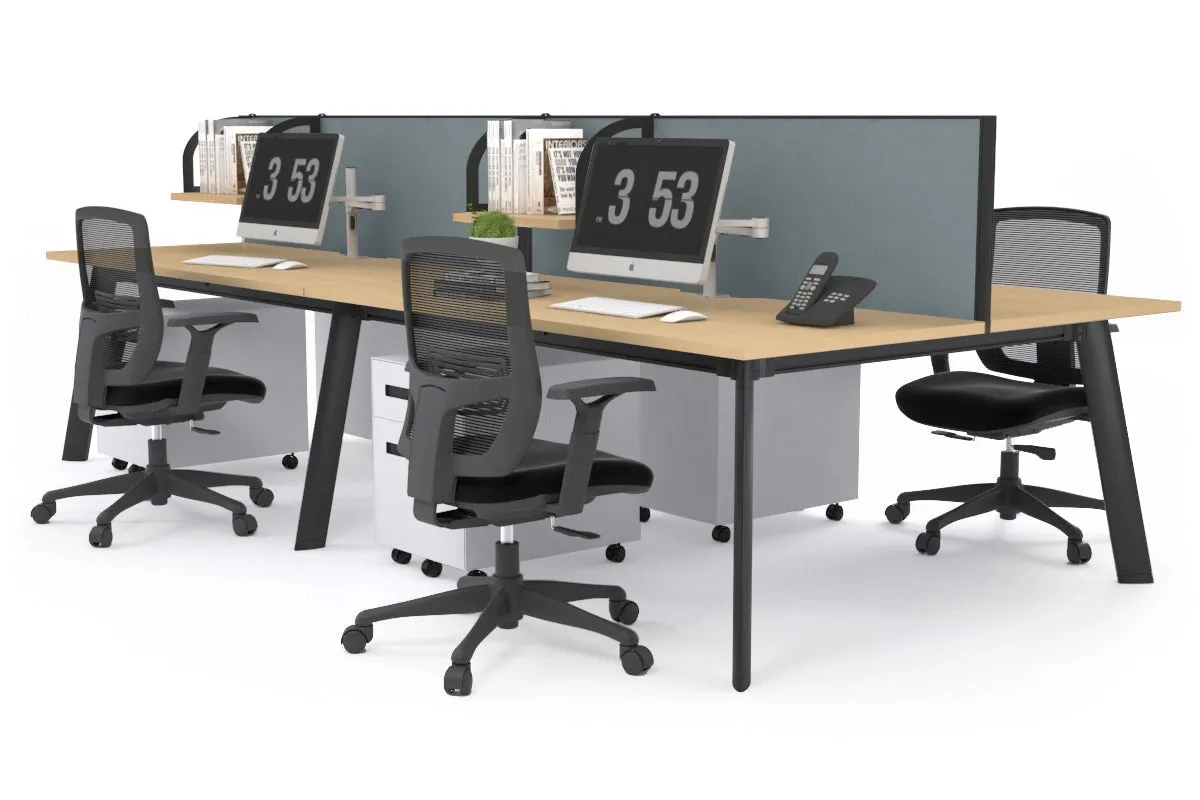 Switch - 4 Person Workstation Black Frame [1400L x 700W]