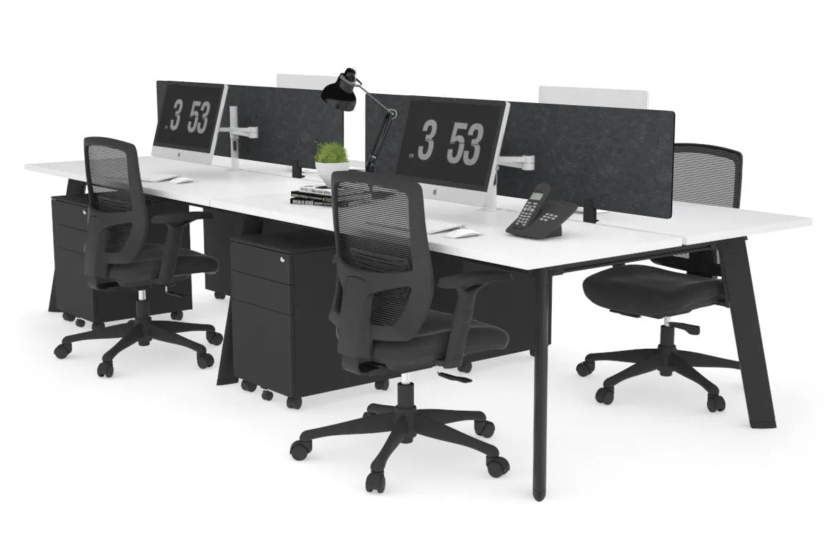 Switch - 4 Person Workstation Black Frame [1400L x 700W]