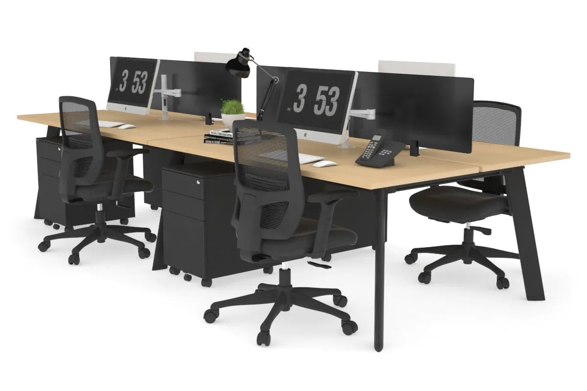 Switch - 4 Person Workstation Black Frame [1400L x 700W]