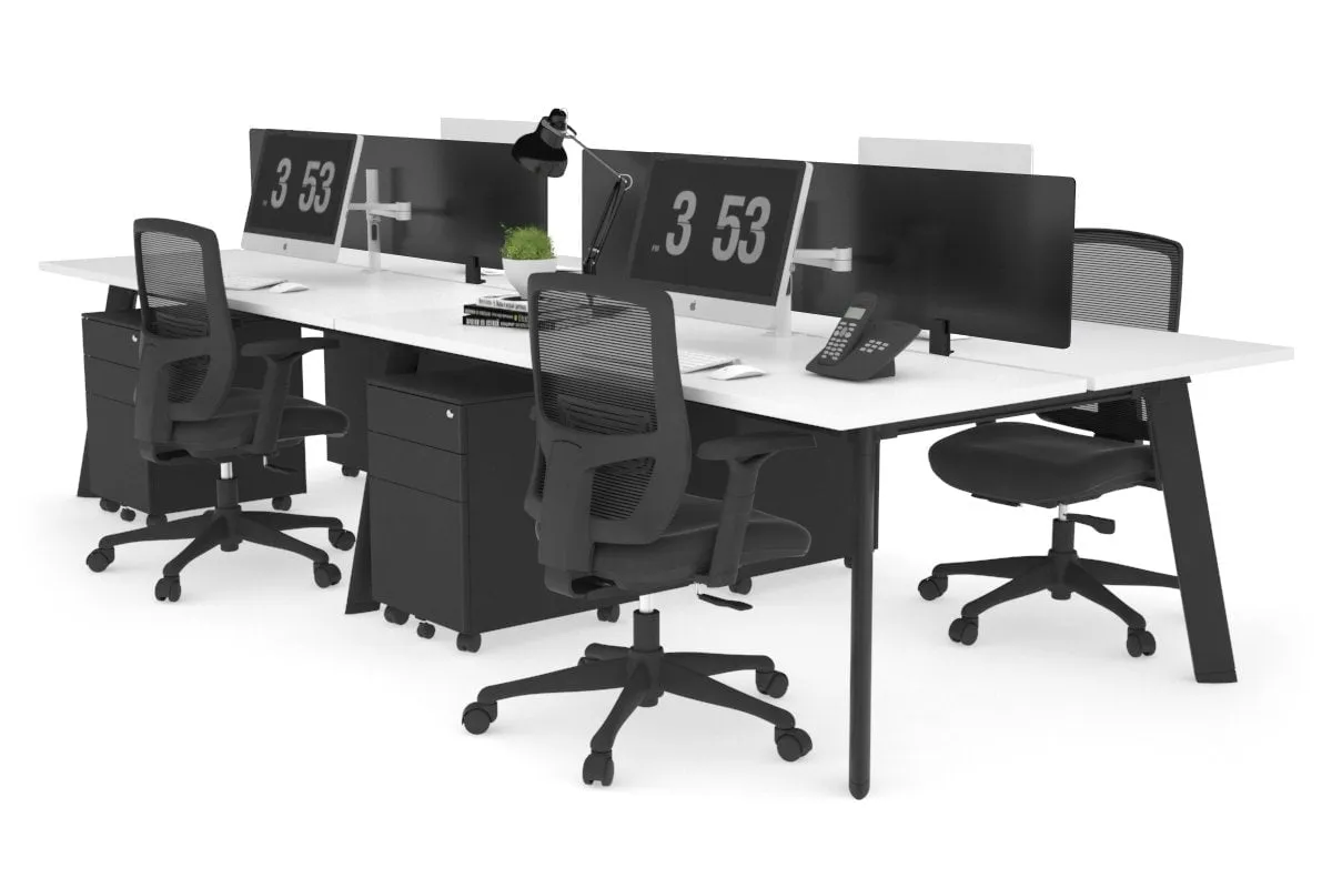 Switch - 4 Person Workstation Black Frame [1400L x 700W]