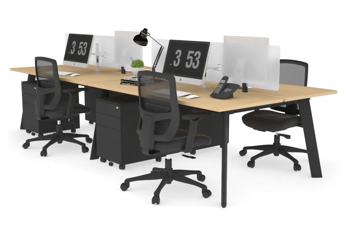 Switch - 4 Person Workstation Black Frame [1400L x 700W]