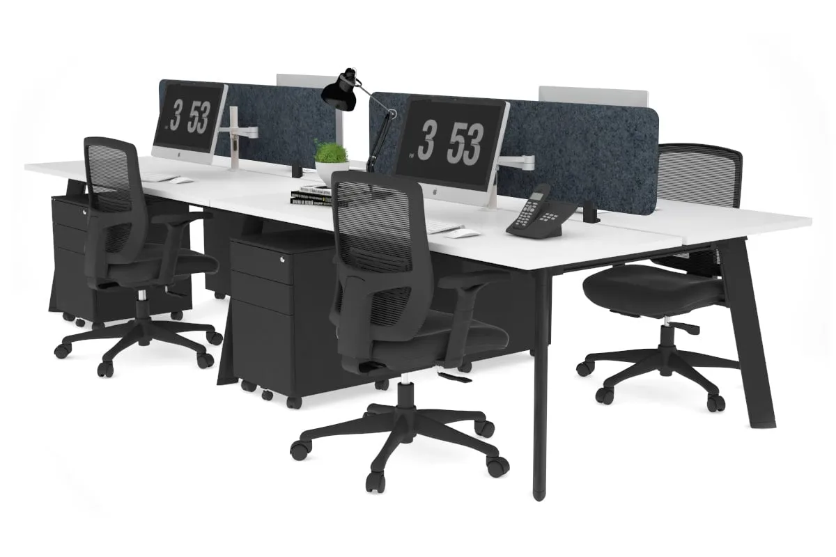 Switch - 4 Person Workstation Black Frame [1400L x 700W]