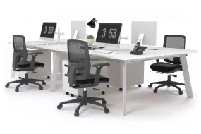 Switch - 4 Person Workstation White Frame [1400L x 800W with Cable Scallop]