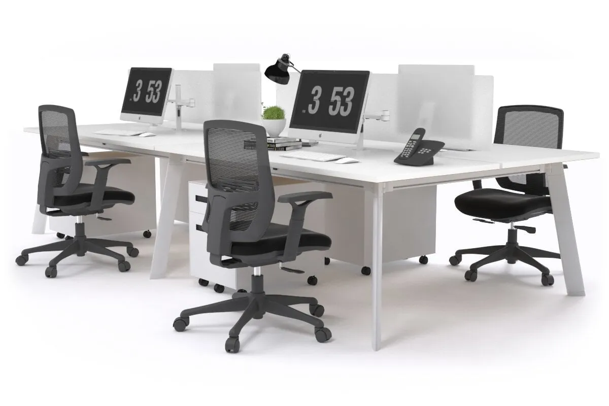 Switch - 4 Person Workstation White Frame [1800L x 800W with Cable Scallop]