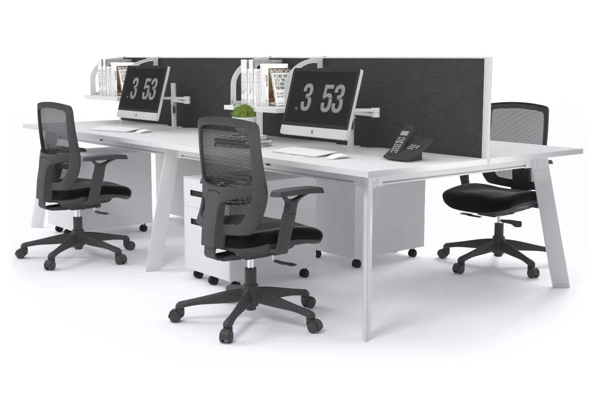 Switch - 4 Person Workstation White Frame [1800L x 800W with Cable Scallop]