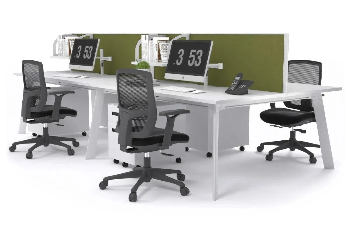 Switch - 4 Person Workstation White Frame [1800L x 800W with Cable Scallop]