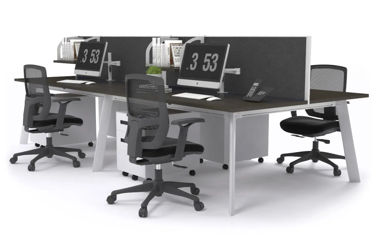 Switch - 4 Person Workstation White Frame [1800L x 800W with Cable Scallop]