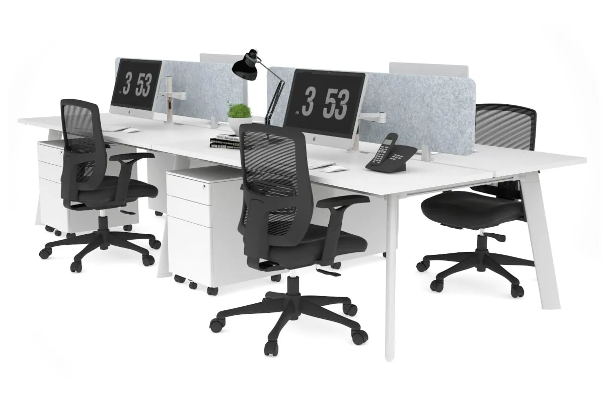 Switch - 4 Person Workstation White Frame [1800L x 800W with Cable Scallop]