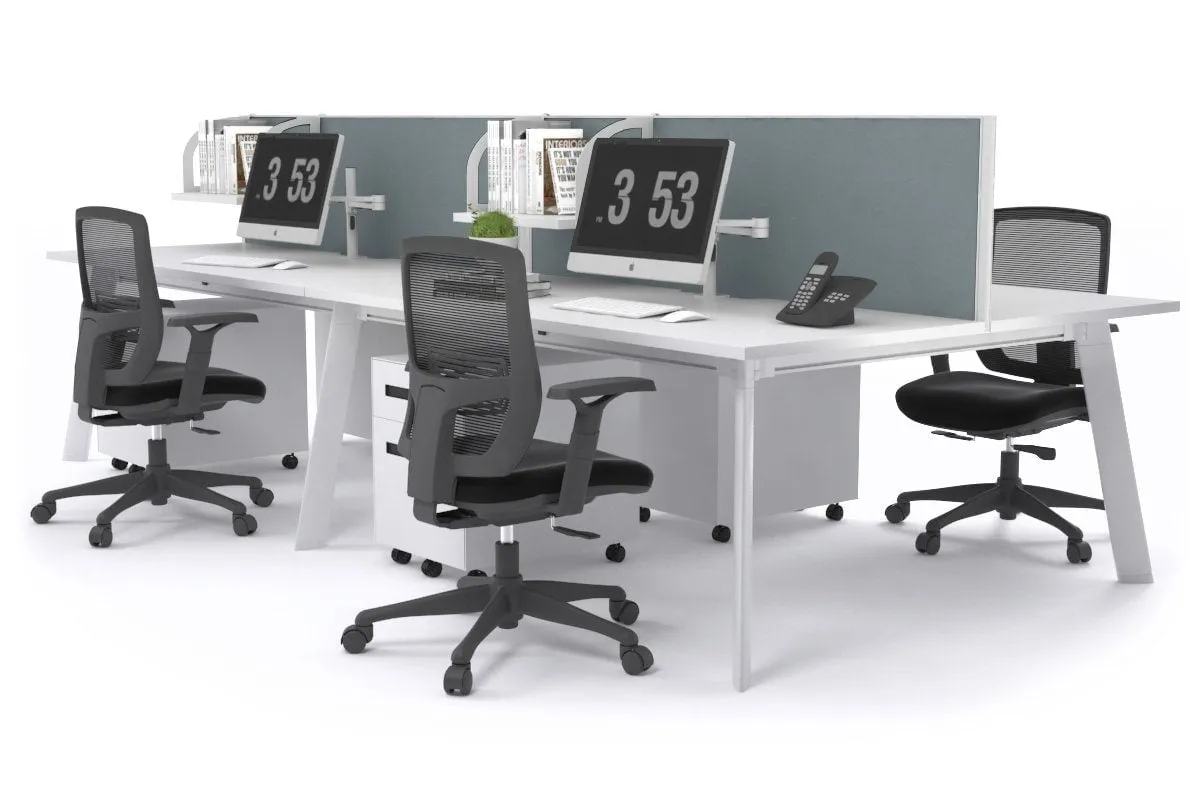 Switch - 4 Person Workstation White Frame [1800L x 800W with Cable Scallop]