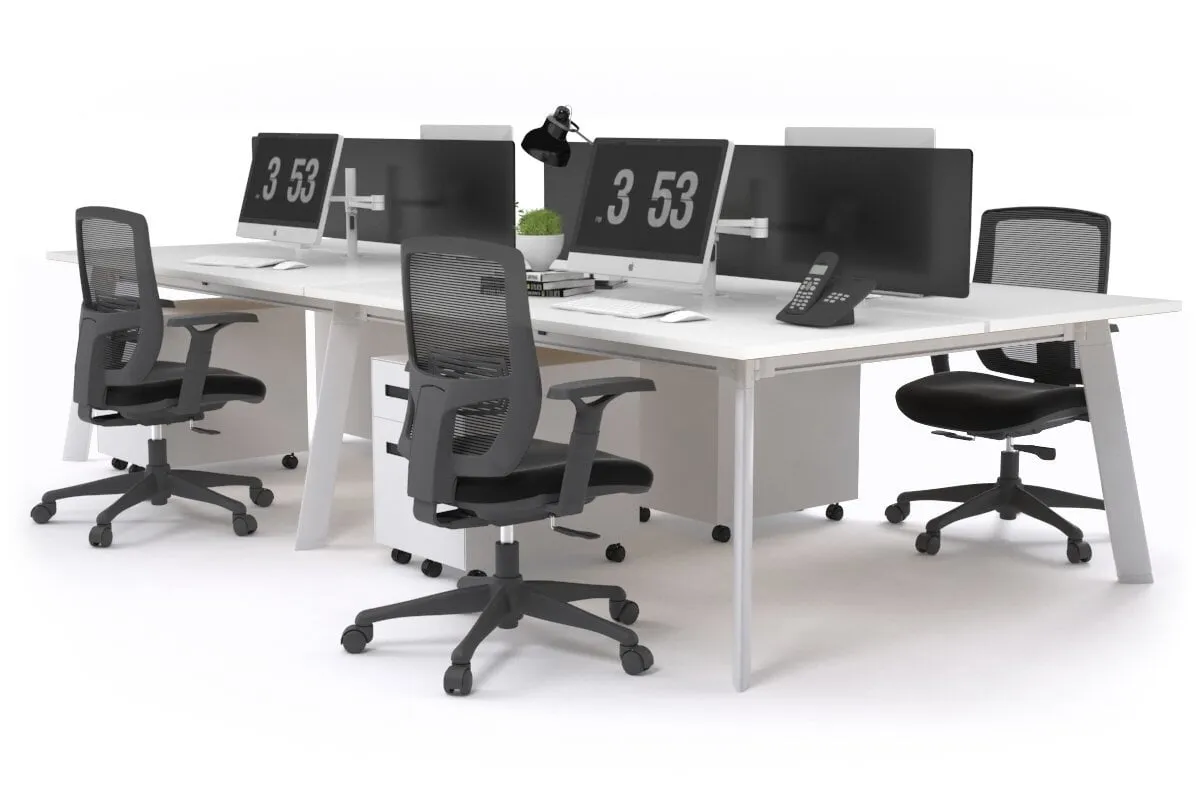 Switch - 4 Person Workstation White Frame [1800L x 800W with Cable Scallop]