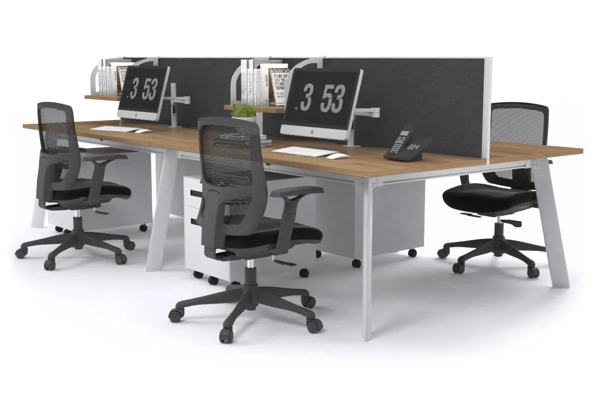 Switch - 4 Person Workstation White Frame [1800L x 800W with Cable Scallop]