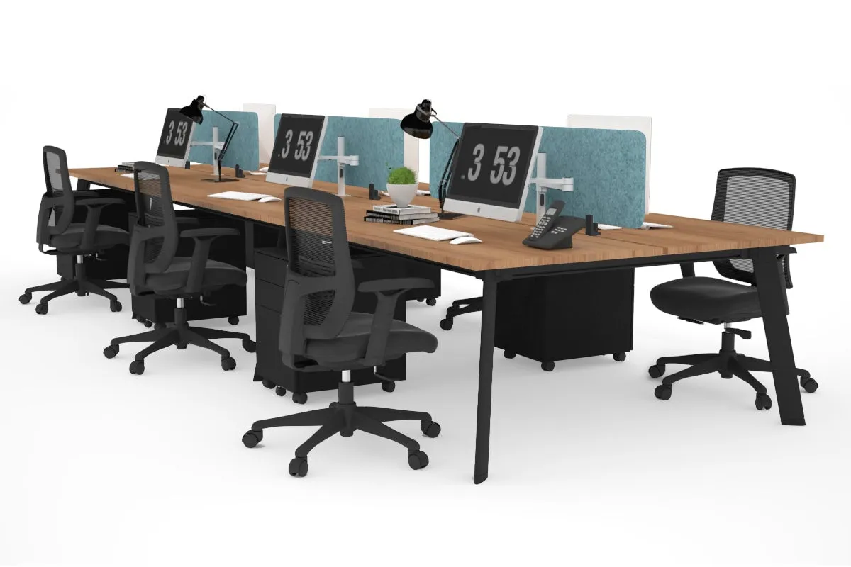 Switch - 6 Person Workstation Black Frame [1400L x 700W]