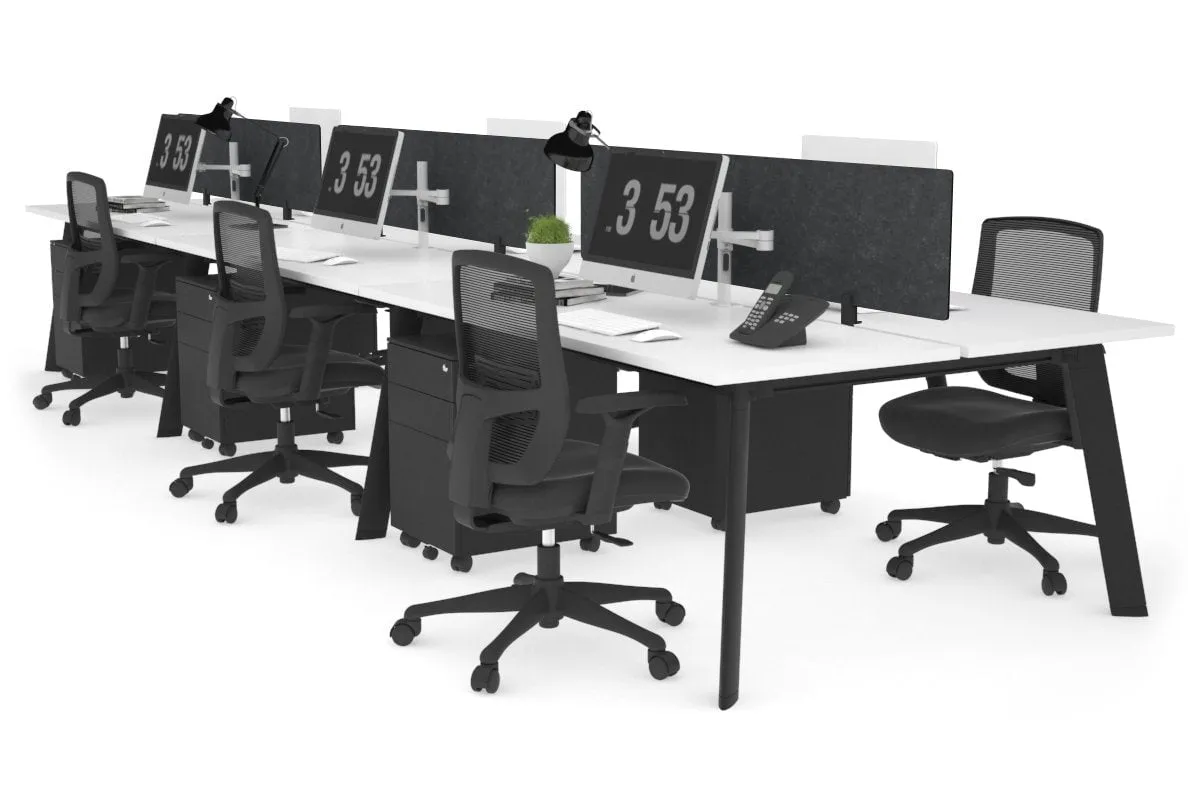 Switch - 6 Person Workstation Black Frame [1400L x 700W]