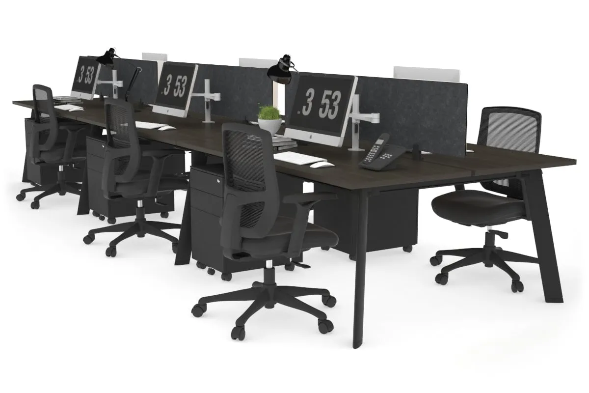 Switch - 6 Person Workstation Black Frame [1400L x 700W]